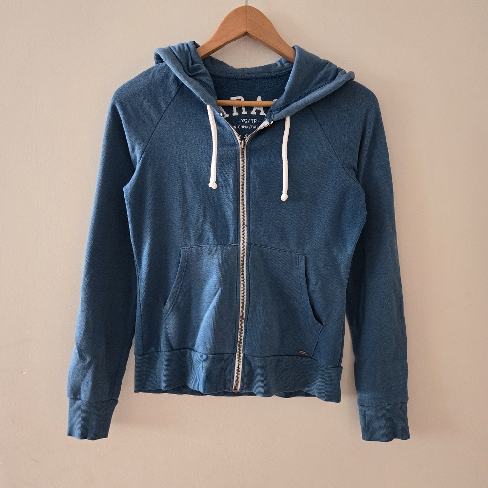 Garage turquoise teal zip up drawstring hoodie xs
